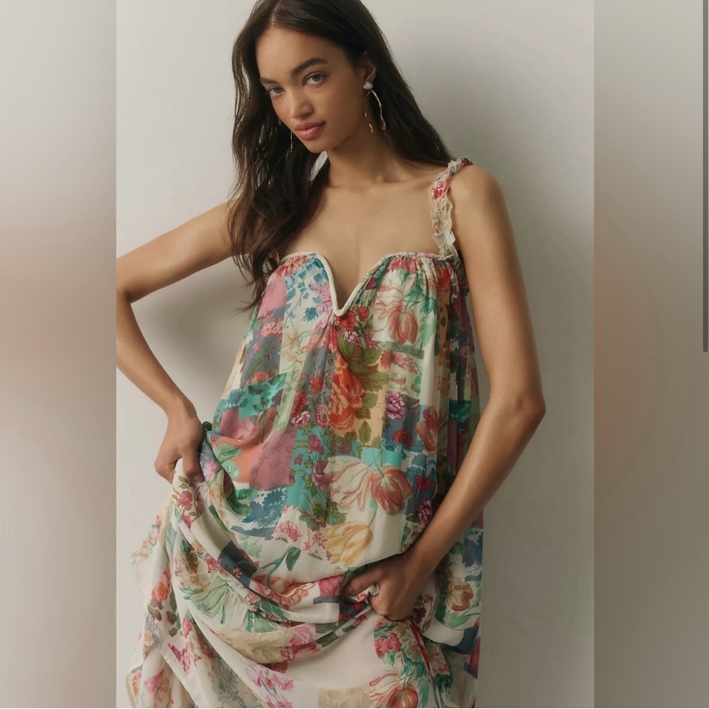 BNWT. Anthropologie Printed Chiffon Midi Dress. - Picture 2 of 8